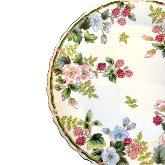 Vtg 1970s ANDREA BY SADEK Cake Plate & Server Porcelain Floral Raspberries - Picture 7 of 15